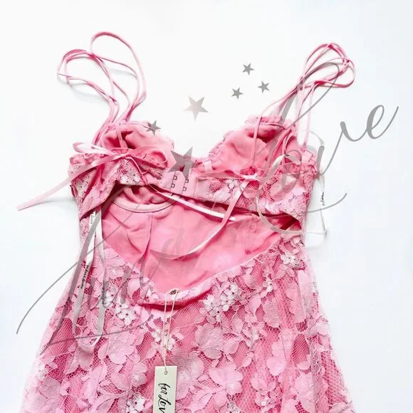 FOR LOVE & LEMONS Kate Mini Floral Dress in Pink NWT
